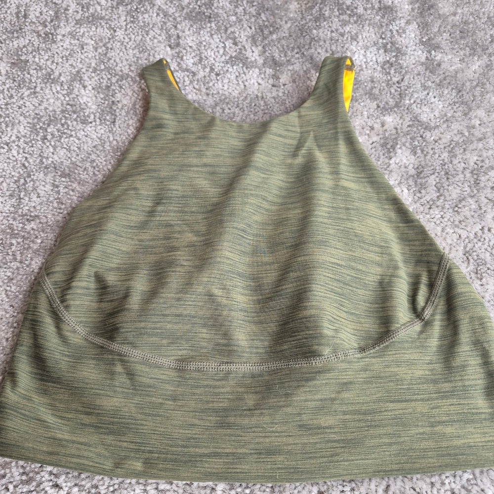 Sorel x prAna Womens High Neck Racerback Sports Bra Olive Green Space Dye Small
